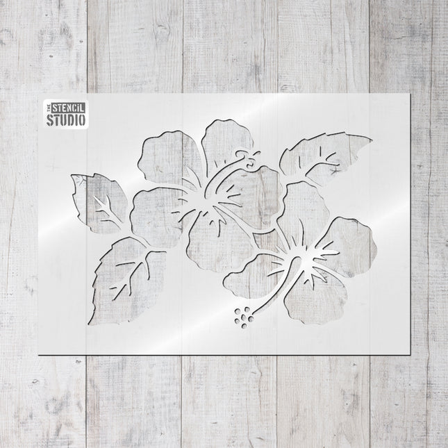 Hibiscus with Leaves - The Stencil Studio