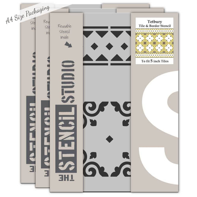 Tetbury Tile & Border Schablone - The Stencil Studio