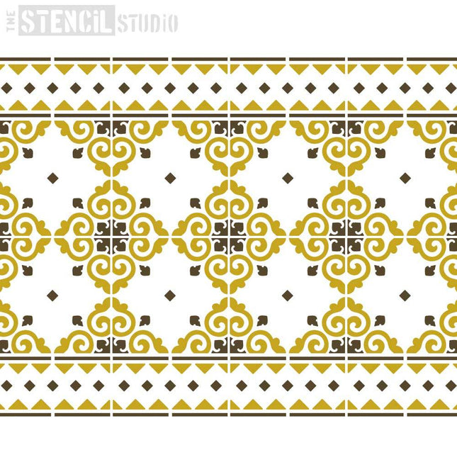 Tetbury Tile & Border Schablone - The Stencil Studio