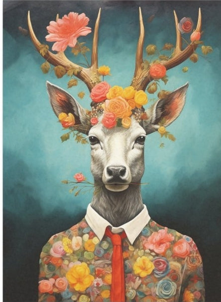 Surreal Stag Decoupage - Seidenpapier  Stärke 26,6 g/m²