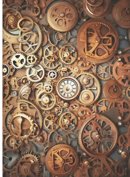 Zahnräder Grungy - Seidenpapier  Stärke 26,6 g/m²