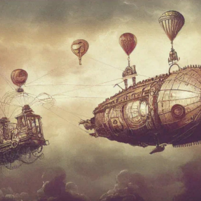 Steampunk Airship Etching 2 - Seidenpapier 18 llb