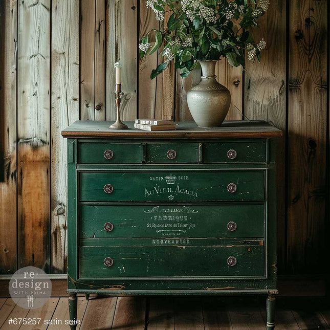 Satin Soie Redesign Schablone auf Kommode