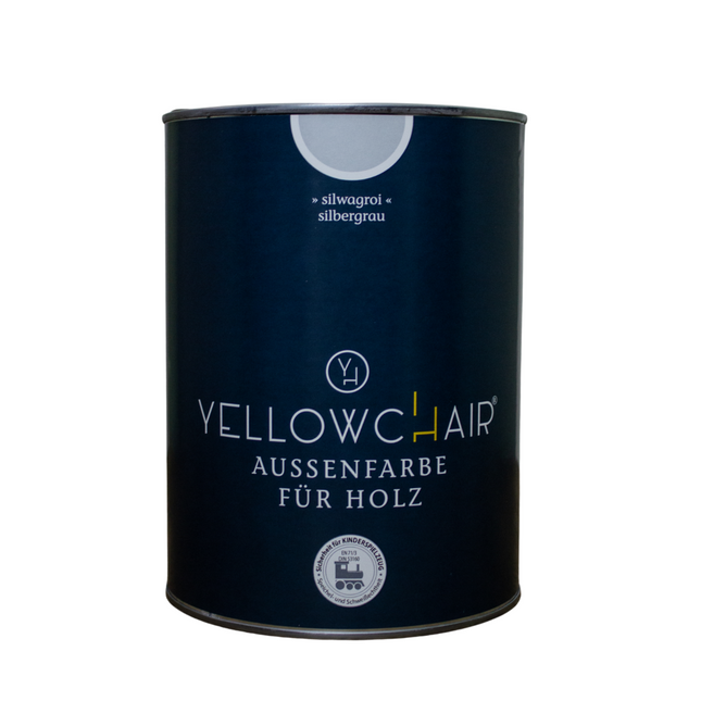 Eine Dose Silbergrau Außenfarbe von Yellowchair