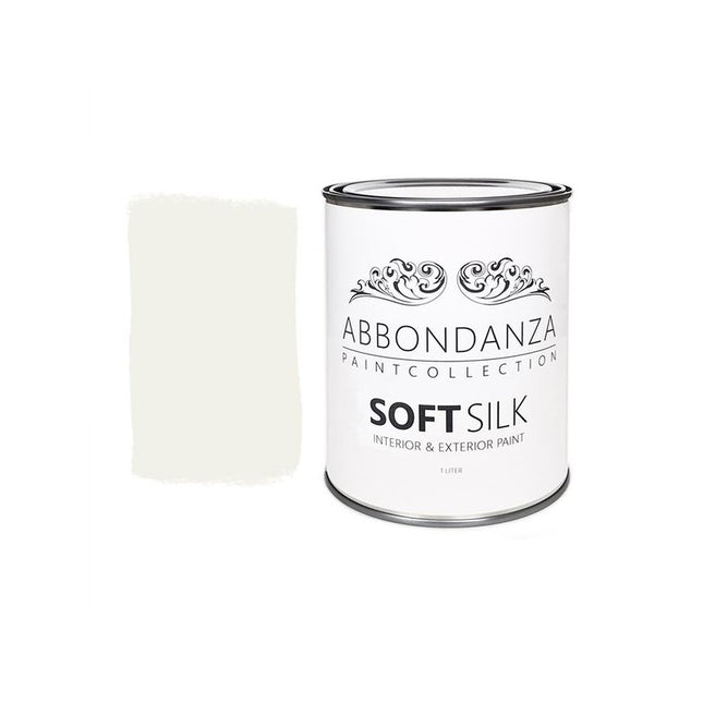 Eine Dose Abbondanza Soft Silk und ein Farbmuster für Abbondanza Farbe Chalk Nr. 008