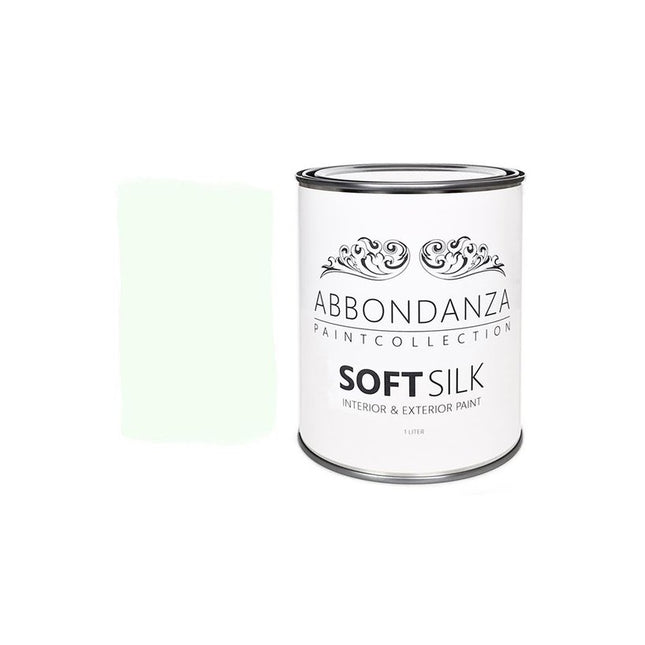 Eine Dose Abbondanza Soft Silk und ein Farbmuster für Abbondanza Farbe Lime White Nr. 020