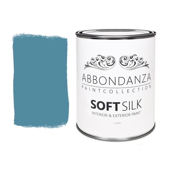 Farbmuster und Dose Abbondanza Ceramic Blue 394