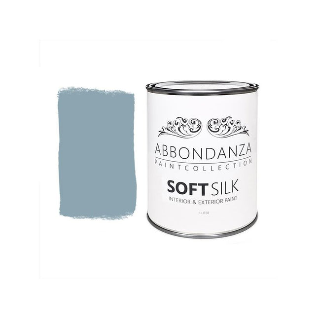 Eine Dose Abbondanza Soft Silk und ein Farbmuster für Abbondanza Farbe Lavender Grey Nr. 525