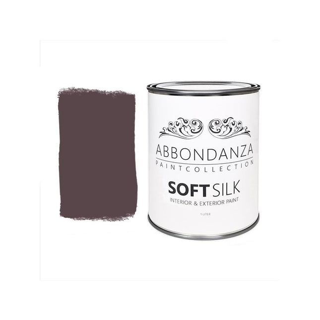 Eine Dose Abbondanza Soft Silk und ein Farbbeispiel für Abbondanza Farbe Aubergine Nr. 630