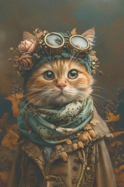 Niedliche Steampunk Katze - Seidenpapier 26,6 g/m²