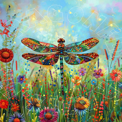 Dancing Dragonfly Decoupagepapier mit Blumen und einer Libelle