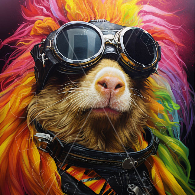 Regenbogen Meerschwein Steampunk auf Decoupagepapier