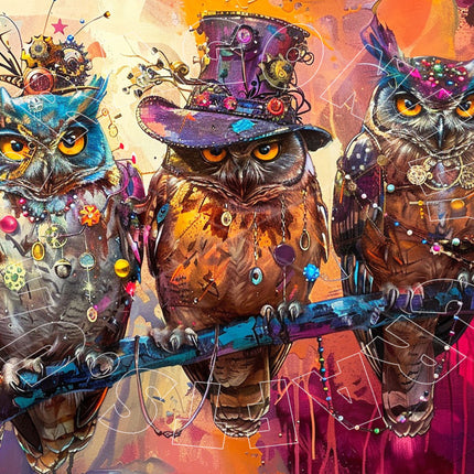 The Owlets Decoupage Papier 3 Steampunk Eulen