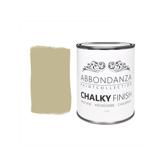 Eine Dose Abbondanza Kreidefarbe und ein Farbmuster für Abbondanza Farbe Cotton Nr. 150