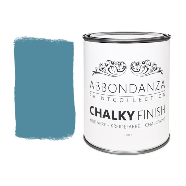 Farbmuster und Dose Abbondanza Ceramic Blue 394
