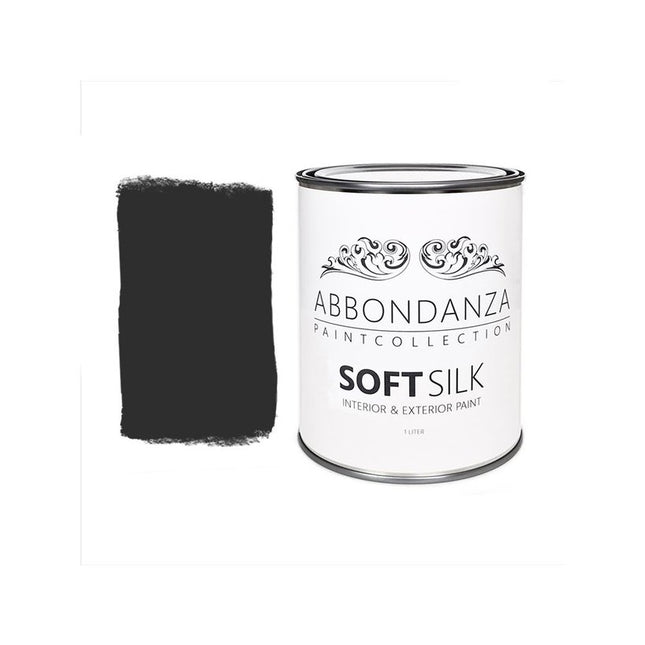 Eine Dose Abbondanza Soft Silk und ein Farbmuster für Abbondanza Farbe Warm Black Nr. 030