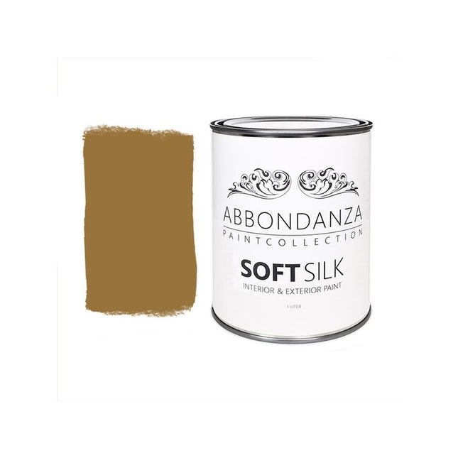 Eine Dose Abbondanza Soft Silk und ein Farbmuster für Abbondanza Farbe Soft Ochre Nr. 070