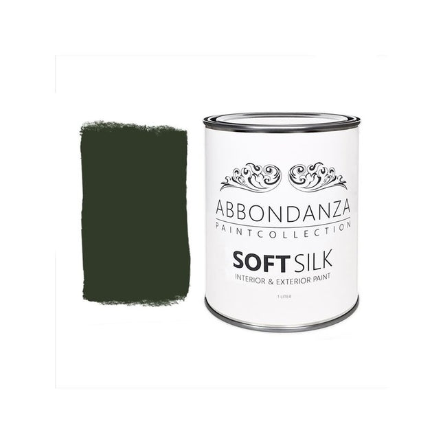 Eine Dose Abbondanza Soft Silk und ein Farbmuster für Abbondanza Farbe Forest Nr. 255