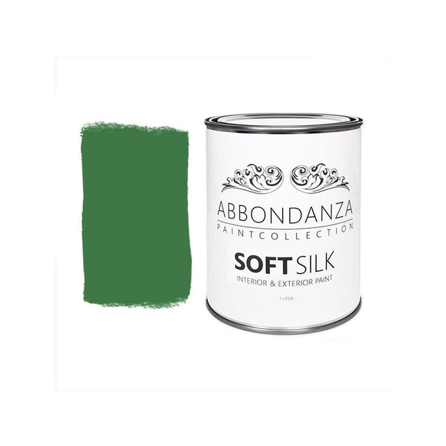 Eine Dose Abbondanza Soft Silk und ein Farbmuster für Abbondanza Farbe Warm Green Nr. 280
