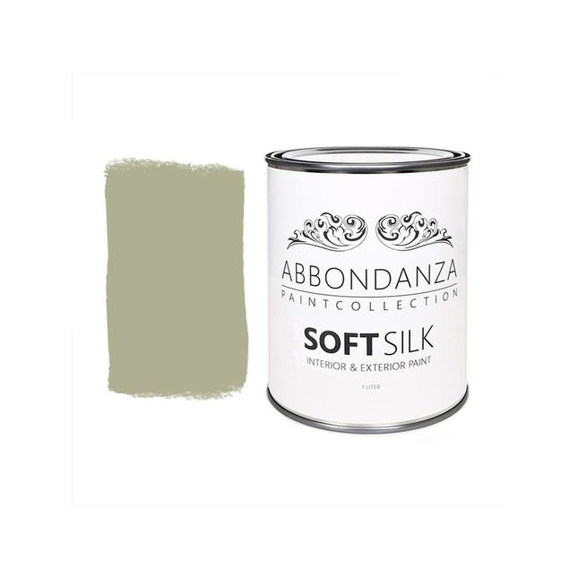 Eine Dose Abbondanza Soft Silk und ein Farbmuster für Abbondanza Farbe French Grey Nr. 429