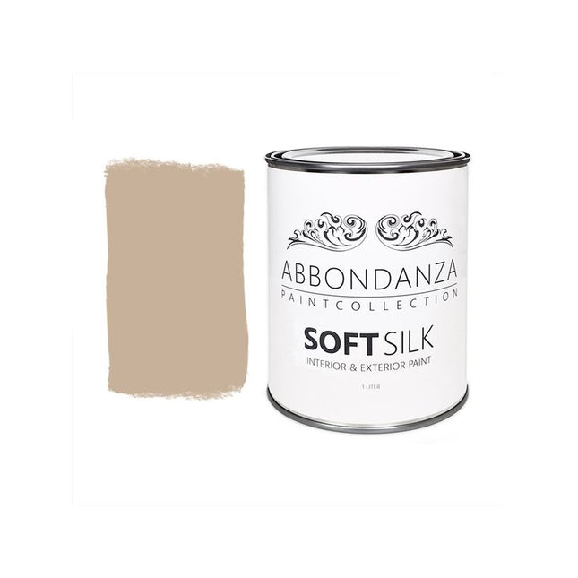Eine Dose Abbondanza Soft Silk und ein Farbbeispiel für Abbondanza Farbe Ballet Beige Nr. 677