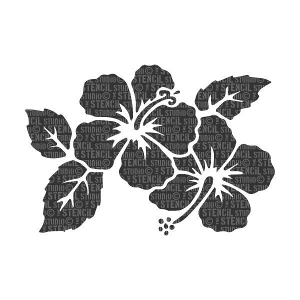 Hibiscus with Leaves - The Stencil Studio