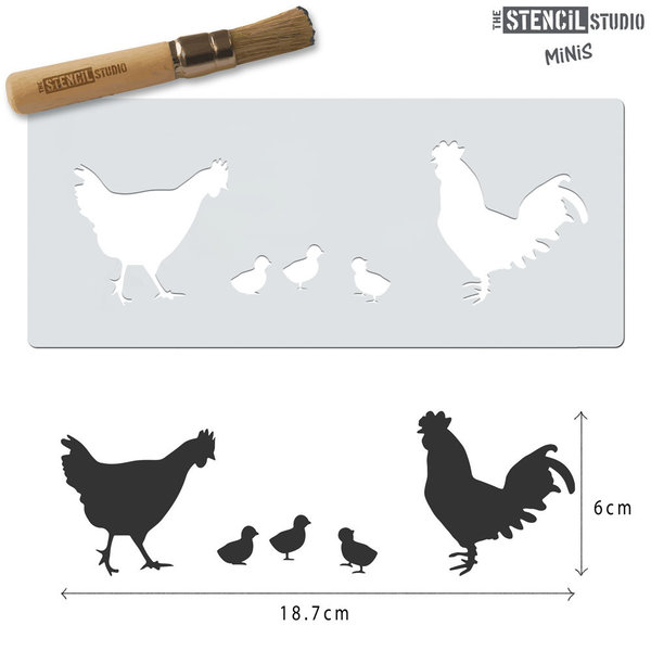 Chickens - Hühner - Mini Stencil